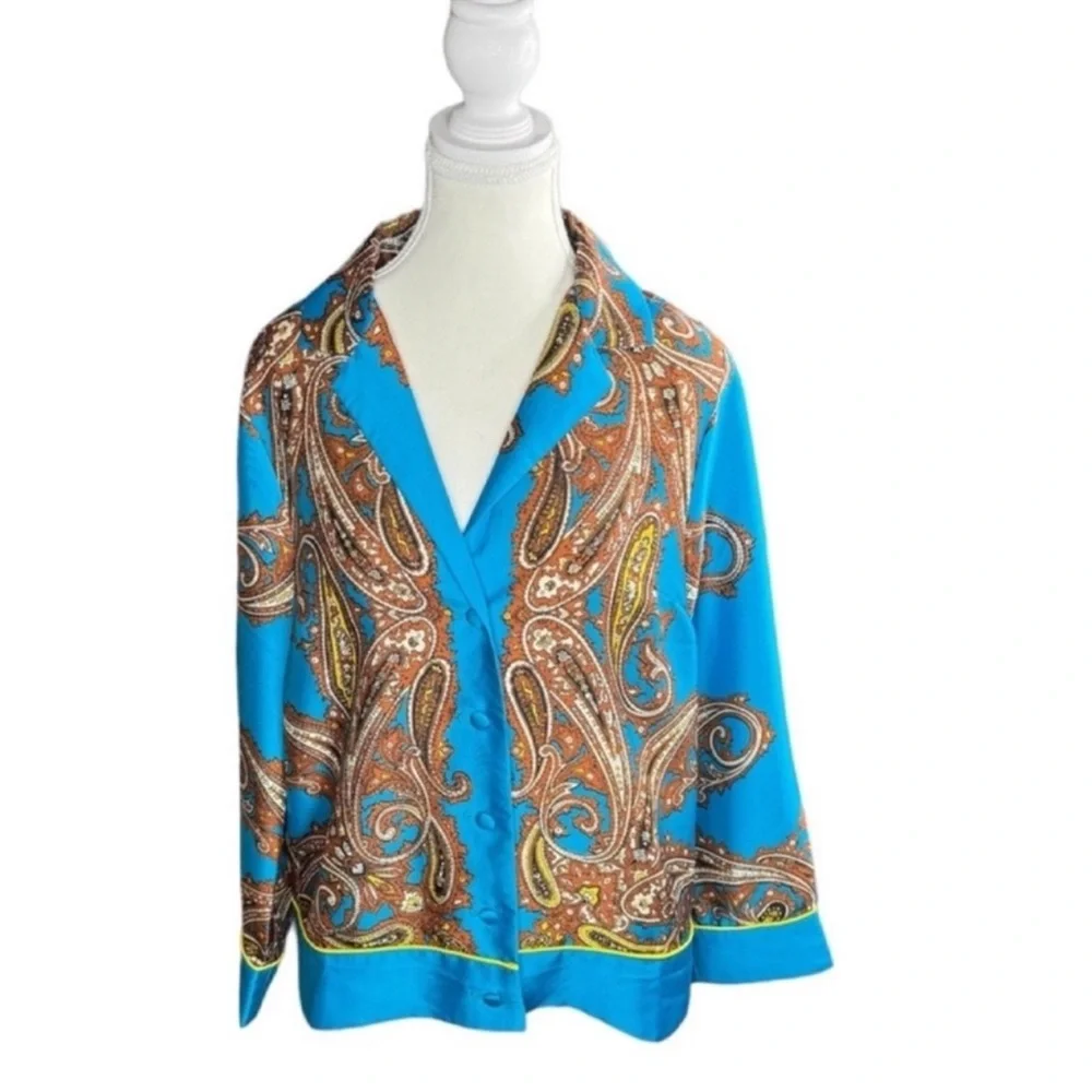 J. CREW Paisley Long Sleeve Button Front Blouse, Size S.